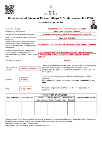 Shops & Establishment registration
